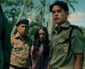 Cast of Peluru Senja: The Ghost & the Gun, Hazman Al-Idrus, Fabian Loo, Asmara Abigail and Brett Tutor